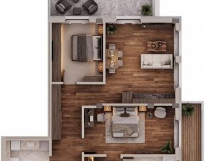 PRETURI PROMO ! Apartament de 3 camere, terase 21 mp, panorama frumoasa !